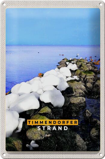 Plaque en tôle voyage 20x30cm Timmendorfer plage pierres neige mer 1