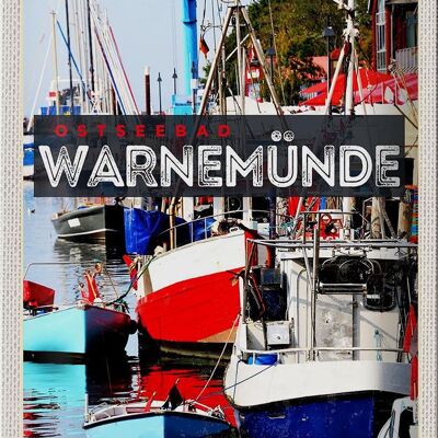 Blechschild Reise 20x30cm Warnemünde Ostseebad Schiffe Boot Meer