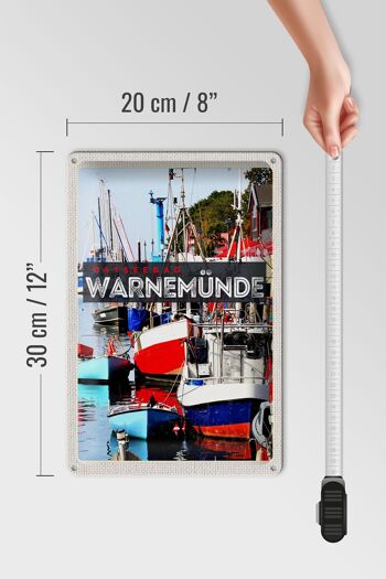 Panneau en étain voyage 20x30cm, Warnemünde, station balnéaire de la mer Baltique, navires, bateau, mer 4