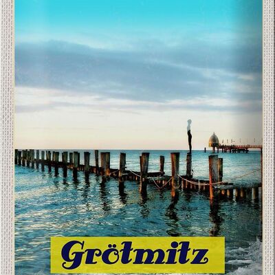Cartel de chapa viaje 20x30cm Grötmitz mar playa vacaciones olas