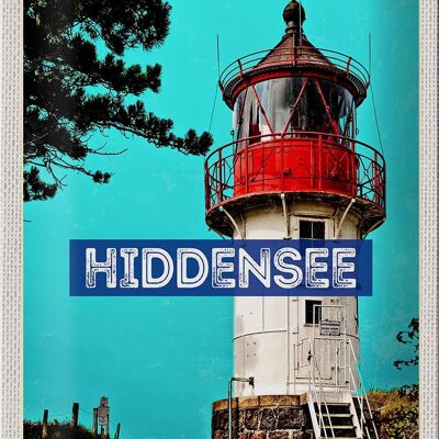 Tin sign travel 20x30cm Hiddensee lighthouse beach sea