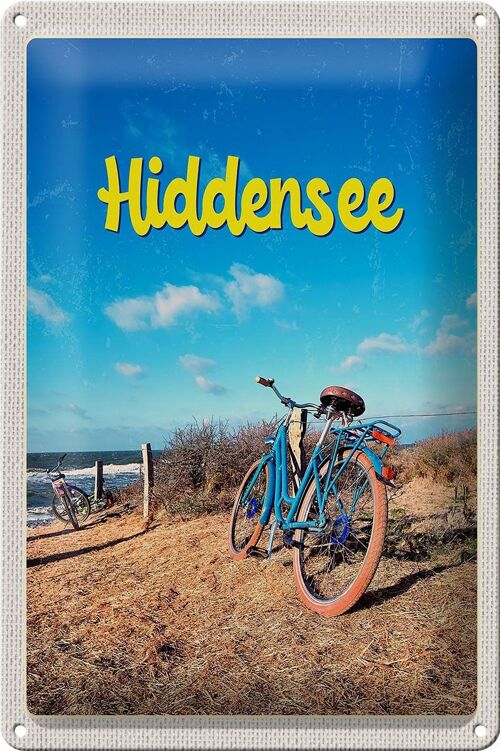 Blechschild Reise 20x30cm Hiddensee Fahrrad Strand Meer Urlaub