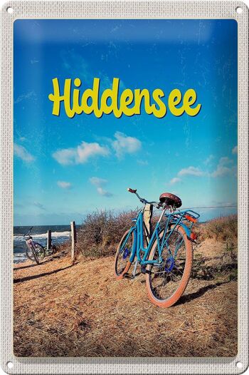 Plaque en tôle voyage 20x30cm Hiddensee vélo plage vacances à la mer 1