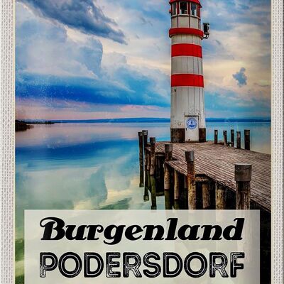 Blechschild Reise 20x30cm Purgenland Podersdorf Leuchtturm Meer