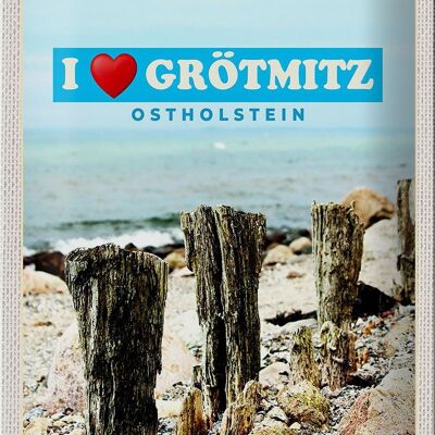 Cartel de chapa viaje 20x30cm Grötmitz Ostholstein playa de arena marina