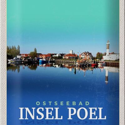 Cartel de chapa de viaje, 20x30cm, Mar Báltico, resort, isla de Poel, lago, barco, vacaciones