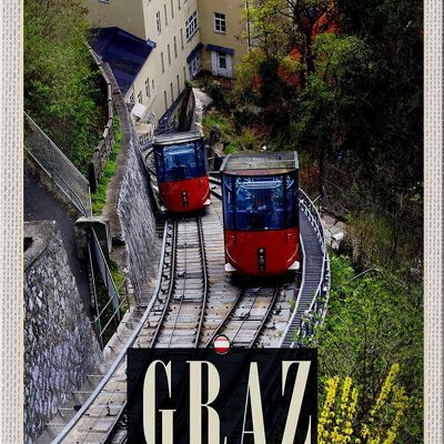 Plaque en tôle voyage 20x30cm Graz Styrie gondole nature vacances