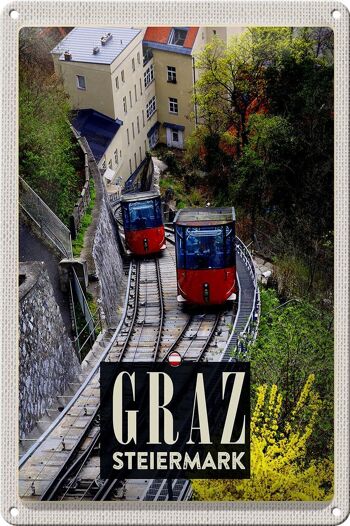 Plaque en tôle voyage 20x30cm Graz Styrie gondole nature vacances 1