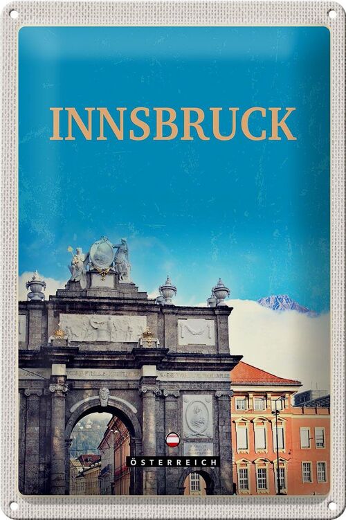 Blechschild Reise 20x30cm Innsbruck Österreich Schloss Skulptur