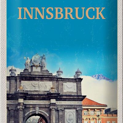 Blechschild Reise 20x30cm Innsbruck Österreich Schloss Skulptur