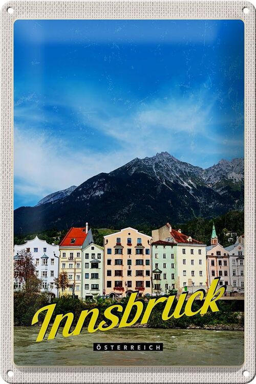 Blechschild Reise 20x30cm Innsbruck Gebirge Natur Aussicht Stadt