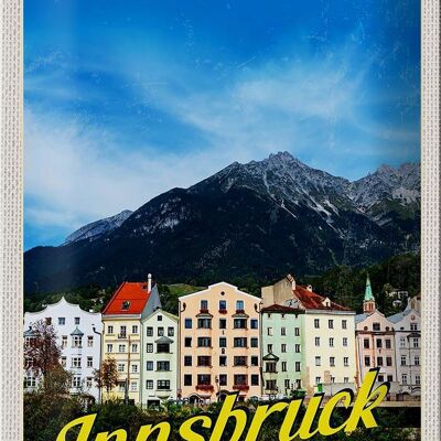 Cartel de chapa Travel 20x30cm Innsbruck Montañas Naturaleza Vista Ciudad