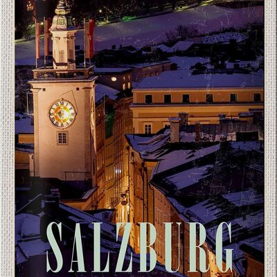 Cartel de chapa de viaje, 20x30cm, Salzburgo, Austria, iglesia, casco antiguo