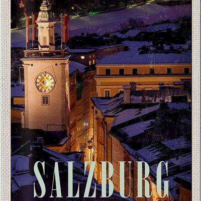Targa in metallo da viaggio 20x30 cm Salisburgo Austria Chiesa Centro storico
