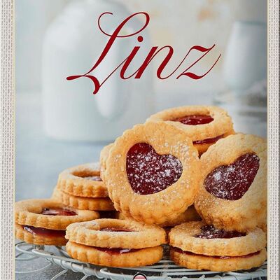 Tin sign travel 20x30cm Linz pastries cookies strawberry filling