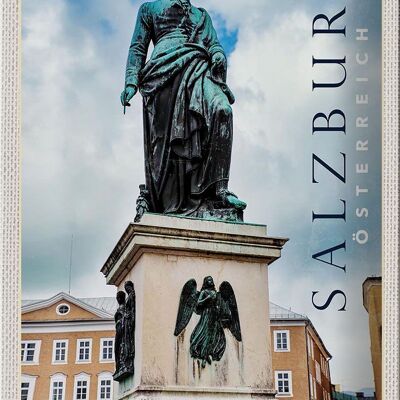 Cartel de chapa de viaje, 20x30cm, escultura medieval de Salzburgo, casco antiguo