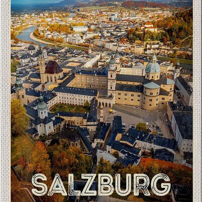 Tin sign travel 20x30cm Salzburg Austria Castle Old Town