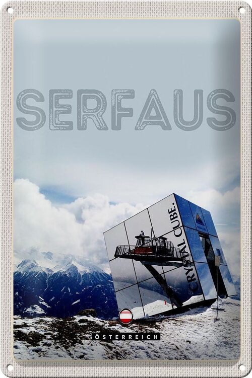 Blechschild Reise 20x30cm Serfaus Österreich Schnee Winterzeit