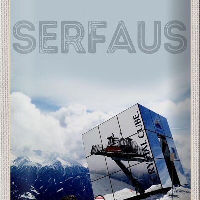 Cartel de chapa viaje 20x30cm Serfaus Austria nieve invierno