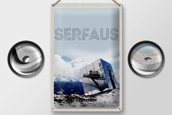 Plaque en tôle voyage 20x30cm Serfaus Autriche neige heure d'hiver 2