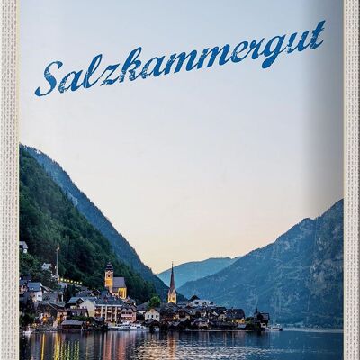 Targa in metallo da viaggio 20x30 cm Salzkammergut vista della città