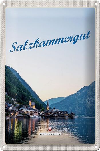 Plaque en tôle voyage 20x30cm Salzkammergut vue sur la ville 1