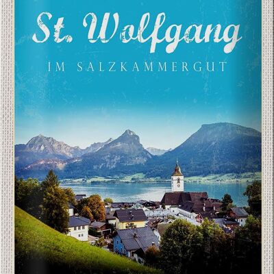 Plaque en étain voyage 20x30cm pcs. Wolfgang dans la ville du Salzkammergut