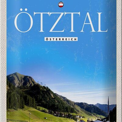 Targa in metallo da viaggio 20x30 cm Ötztal Austria foresta vacanza nella natura