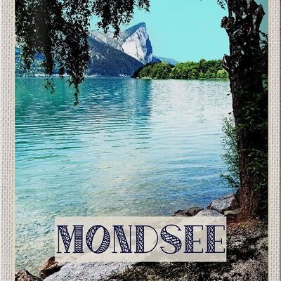 Cartel de chapa de viaje, 20x30cm, Mondsee, Austria, lago, bosque, vacaciones