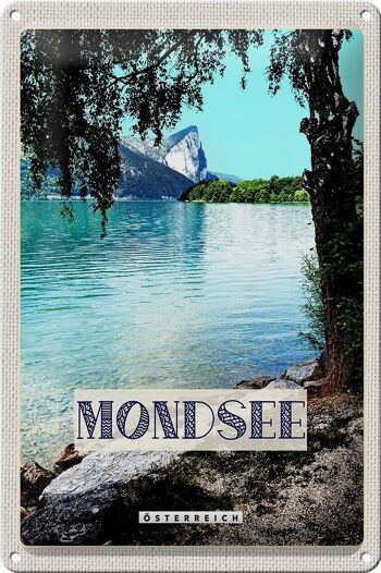 Signe en étain voyage 20x30cm Mondsee autriche lac forêt vacances 1