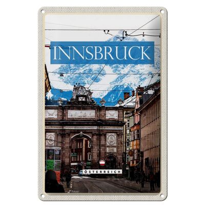 Panneau en étain voyage 20x30cm, Innsbruck autriche, vue sur la ville