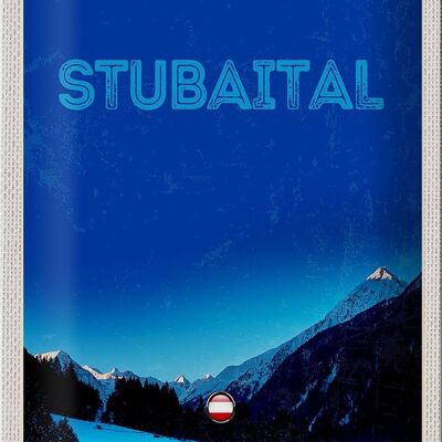 Cartel de chapa viaje 20x30cm Stubaital Austria invierno nieve