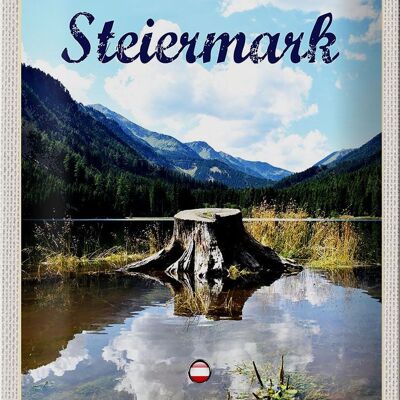 Cartel de chapa Viaje 20x30cm Estiria Austria Lago Bosque Montaña
