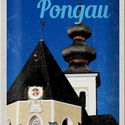 Cartel de chapa de viaje, 20x30cm, Pongau, Austria, iglesia, ciudad navideña