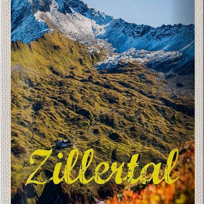 Panneau en étain voyage 20x30cm, Zillertal autriche, forêt de montagne naturelle