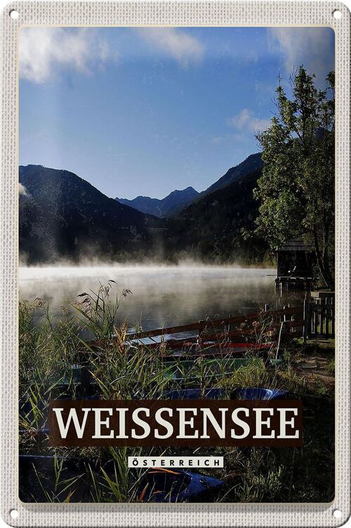 Blechschild Reise 20x30cm Weissensee Urlaub See Wälder Natur