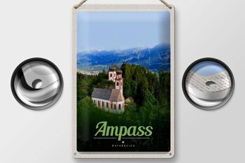 Panneau en étain voyage 20x30cm Ampass Autriche église dans la forêt nature 2