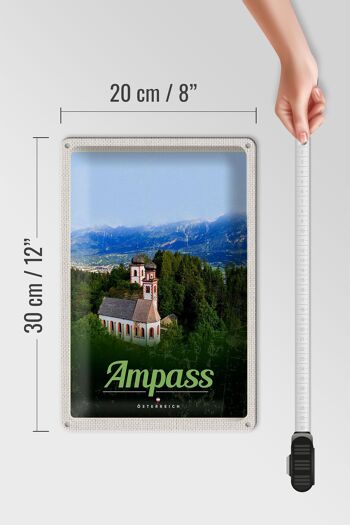 Panneau en étain voyage 20x30cm Ampass Autriche église dans la forêt nature 4