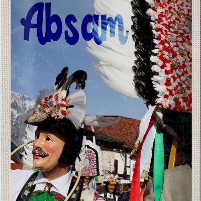 Cartel de chapa viaje 20x30cm Absam Austria desfile de carnaval Tirol