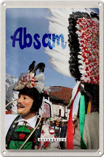 Plaque en tôle voyage 20x30cm Absam Autriche défilé de carnaval Tyrol 1