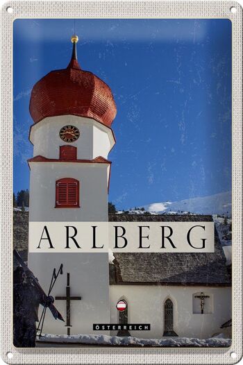 Signe en étain voyage 20x30cm, Sculpture d'église d'arlberg autriche 1