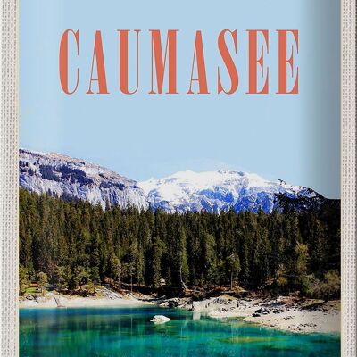 Cartel de chapa de viaje, 20x30cm, lago Cauma, Suiza, nieve, naturaleza, vacaciones