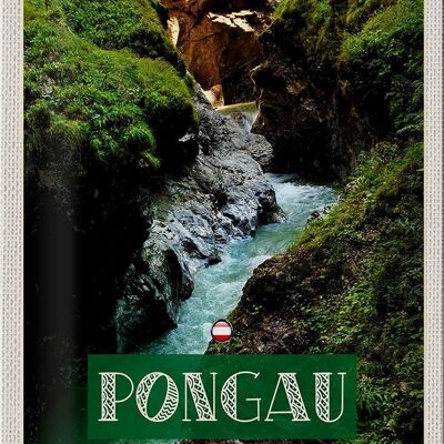 Cartel de chapa de viaje 20x30cm Pongau Austria Cascada Naturaleza