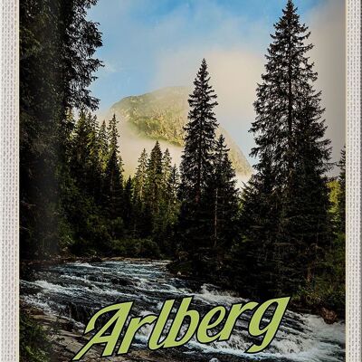 Targa in metallo da viaggio 20x30 cm Foresta dell'Arlberg cascata flusso
