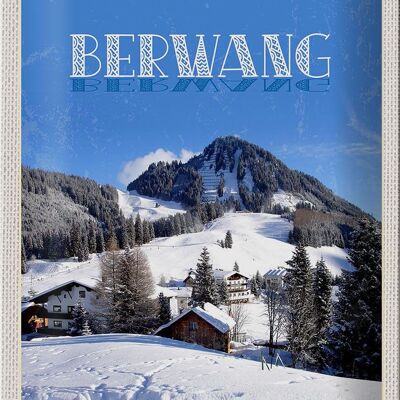 Blechschild Reise 20x30cm Berwang Österreich Schnee Skiurlaub