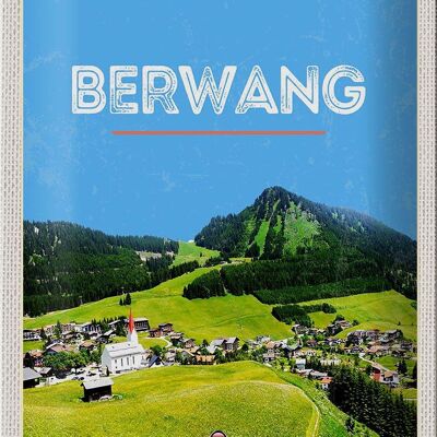 Blechschild Reise 20x30cm Berwang Österreich Weide Gebirge Natur