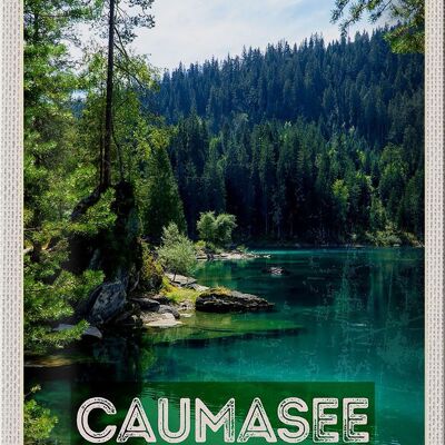 Cartel de chapa de viaje, 20x30cm, lago Cauma, Suiza, montañas, bosques, naturaleza