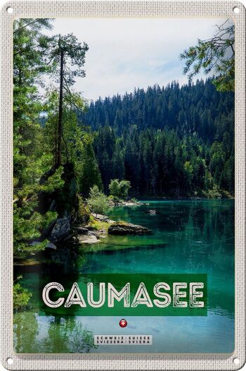 Panneau en étain voyage 20x30cm, lac de Cauma, suisse, montagnes, forêts, Nature 1