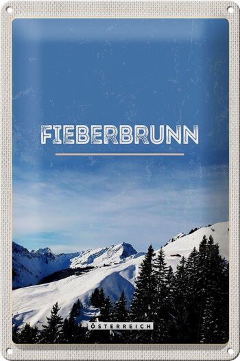 Panneau en étain voyage 20x30cm, Fieebbrunn autriche Ski d'hiver 1