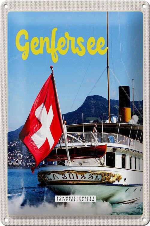 Blechschild Reise 20x30cm Genfersee Schweiz Lasuisse Schifftour